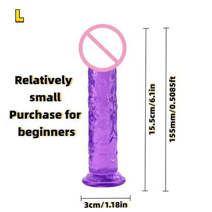 Realistic Soft Jelly Dildo Transparent Suction Cup Strong Grip Flexible Intimate Toy for Women Solo Couple Play