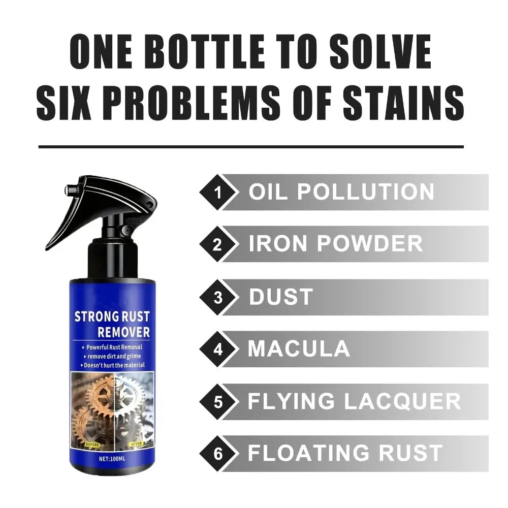 Quick-Acting Car Rust Remover Spray - Care for Auto Exhaust Pipes & Wheel Hubs, Metal Iron Powder Cleaner