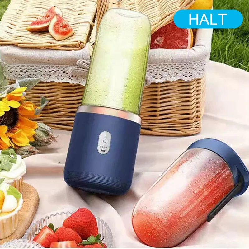 Electric Juicer 6 Blades USB Smoothie Blender Portable Wireless Mini Charging Fruit Squeezer Ice Crush Cup Kitchen Tool