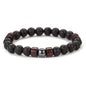 8mm Volcanic Stone Bracelet for Men Lava Wooden Beads Bracelet Tibetan Buddha Male Wrist Chain Jewelry Handmade Elastic Bracelet