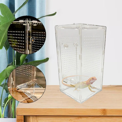 Acrylic Mantises Terrarium Clear Reptile Cage Vertical Habitat Container for Spiders and Pets
