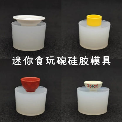 Miniature Food Play Mini Vintage Plate Fruit Plate Dinner Plate Doll House Mini Baking Baking Pan Organizer Jar Silicone Mold