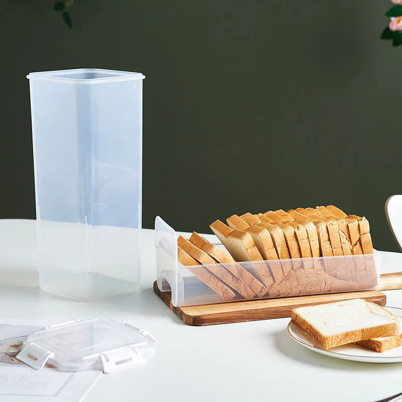 Plastic Bread Box with Sealing Lid and Tray, Bread Storage Box, Sandwich Bread Storage Box, Pasta Storage Box, Multigrain Jar