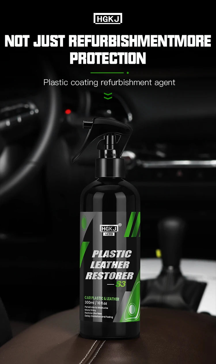 Car Plastic Leather Restorer Spray Polish Cleaner Coating Agent  Back To Black More Gloss Car Cleaning Products S3
