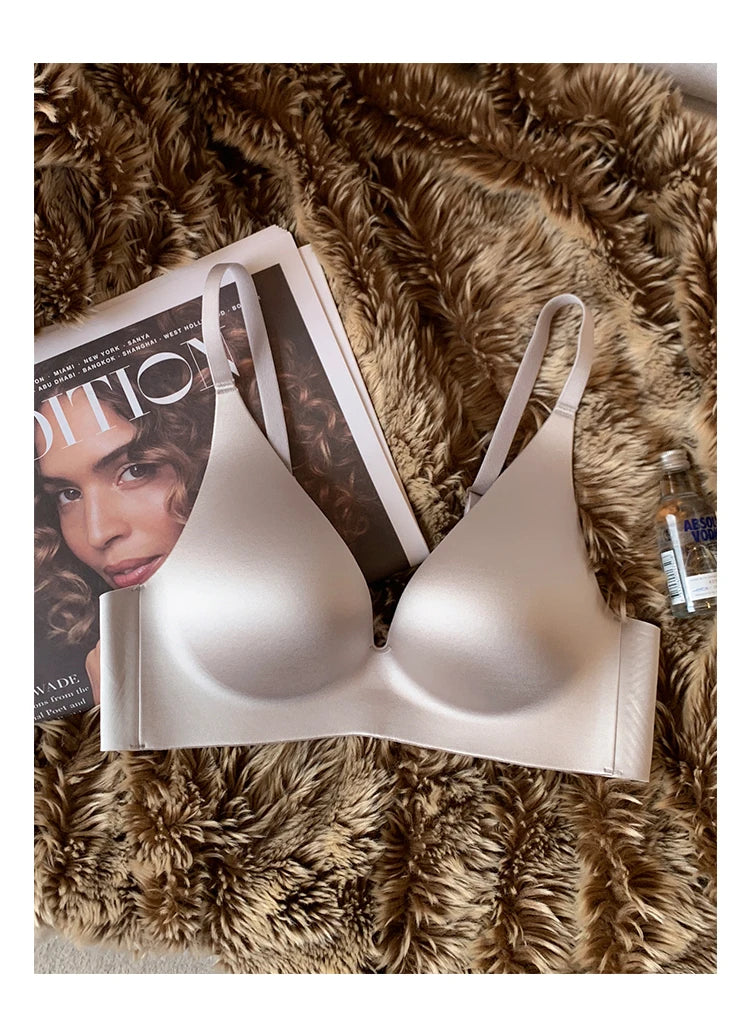 Satin Bralette Slip for Small Bust Women Seamless One Piece Wireless Support Anti Sagging Comfort Everyday S-XL MOYISU Sexy AB