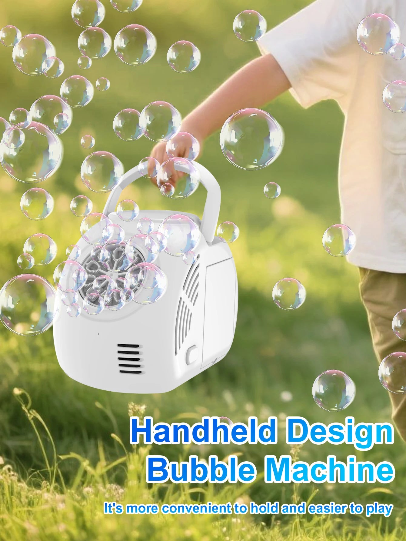 Handheld outdoor bubble machine electric with light bubble toy bubble launcher holiday  gift without battery bubble water