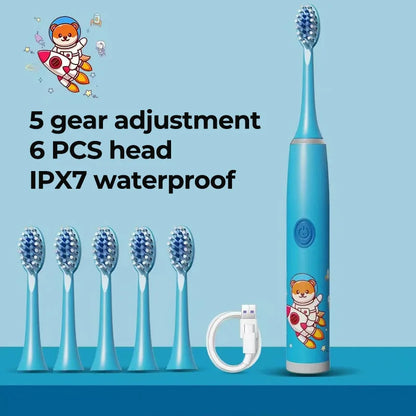Kids Sonic Electric Toothbrush Rechargeable Smart Timer Colorful Cartoon Teeth Whitening Portable USB Charging  Tooth Brush