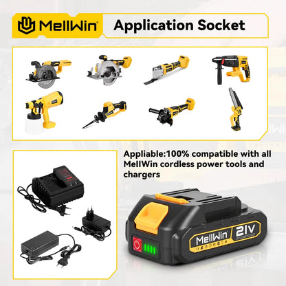 MELLWIN 25+3 Torque Electric Impact Drill 2 Speed Adjustable Cordless Electric Screwdriver Power Tool For Makita 18V Battery Pin