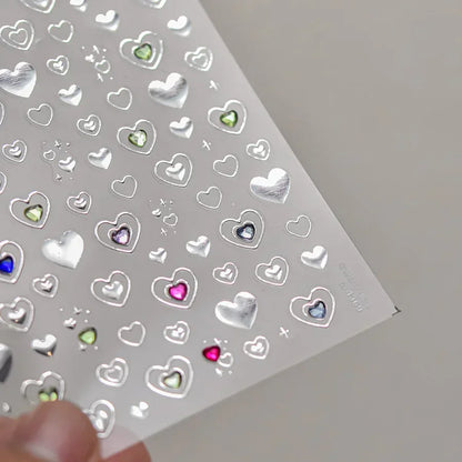 Cat's Eye 5D Gradient European Love Heart Gem Wing Crystal Geometric Colorful Self Adhesive Nail Art Stickers Manicure Decals