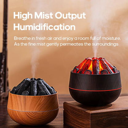 Simulated Campfire Air Humidifier Woodstove Fireplace Water Mist Diffuser Classic Woodgrain USB Ultra Sonic Mist Sprayer