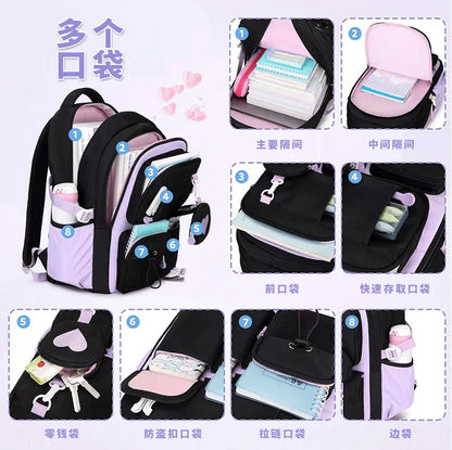 Love Pattern School Bag Backpack Pencil Case lunch bag Three Piece Set Nylon Fabric Waterproof Boy Girl Teenagers Trend Backpack