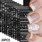 30 Sheets Christmas Nail Art Stickers Self Adhesive 3D White Snowflake Nail Decals Xmas Nail Supplies Christmas Manicure Sliders
