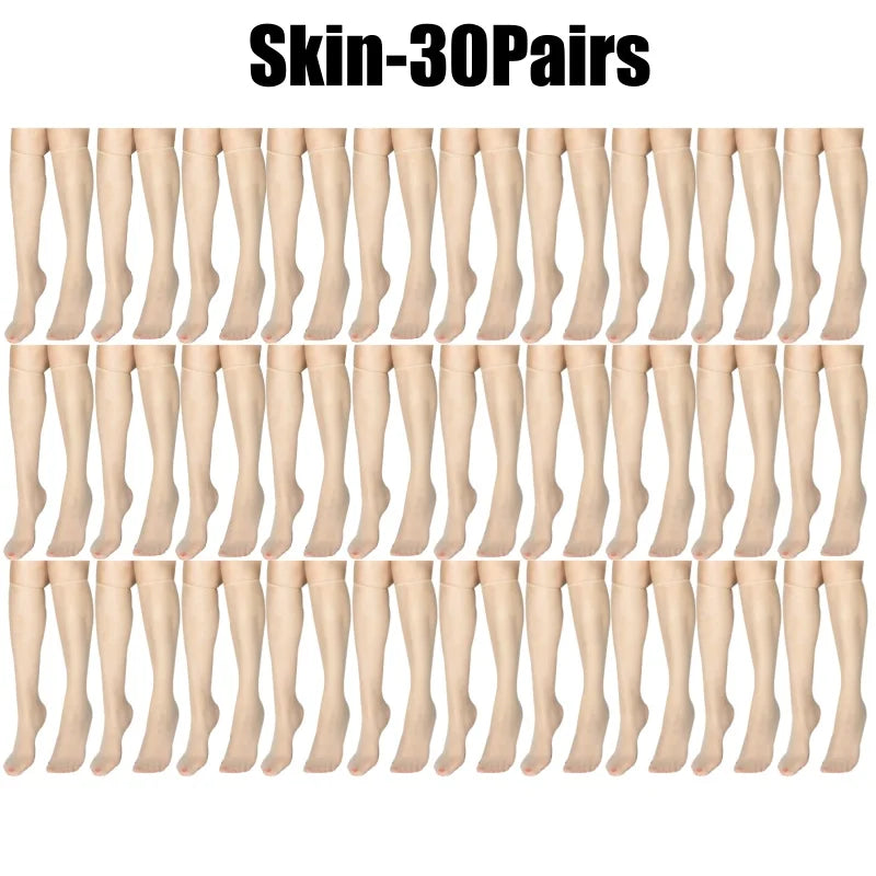 Summer Ultra-Thin Korean Style Invisible Thigh-High Socks Nude Seamless Mid-Calf Short Socks for Women Anti-Snag Sheer Stockings