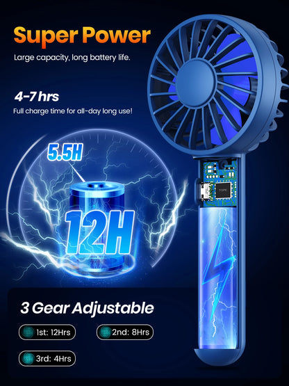 TOPK 1800mAh Rechargeable Mini Portable USB Fan [3-9 Working Hours] Personal Hand Fan table Cute Design Standing fans for room