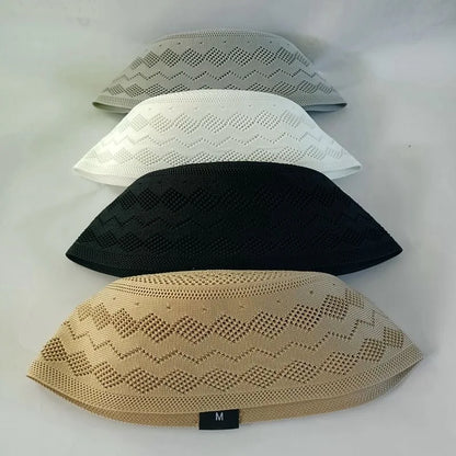 Muslim Caps For Men Colthing Crochet Knit Hat Turkey Kufi Islamic Kippah Jewish Turban White Cotton Mesh 0758