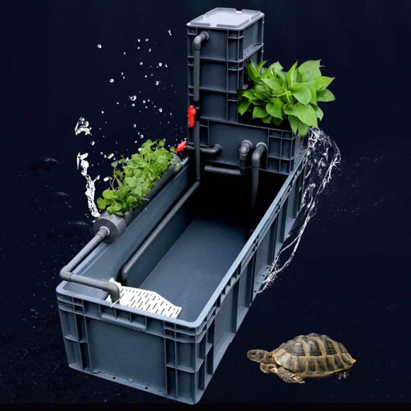 Oxygenate Turtle Terrariums Fliter Cultivation Turnover Box Multifunctional Large Space Fliter Box Turtle Fish Ecological Tank