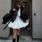 White Ruffles Elegant Mini Skirts Fashion 2025 Women High Waist Pleated Fluffy A-Line Skirt Summer Loose Communte Female Clothes