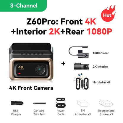 DDPAI Z60 Pro 4K Dash Cam Auto Dashcam Front GPS Car Camera for Dual SONY Sensor WiFi ADAS Night Vision DVR Video Recorder