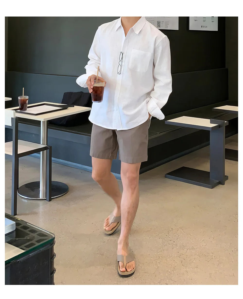 Men's Cotton Linen Shirt Wrinkle Free Casual Breathable Long Sleeve Shirt for Men Sun Protection Comfortable Boho Style Shirt
