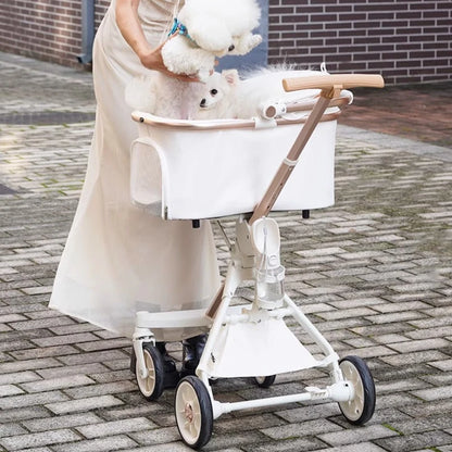 Luxury PU leather pet stroller,Car Pet Basket,lightweight Foldable Dog Travel Stroller,Portable Outdoor Cat and Dog Stroller