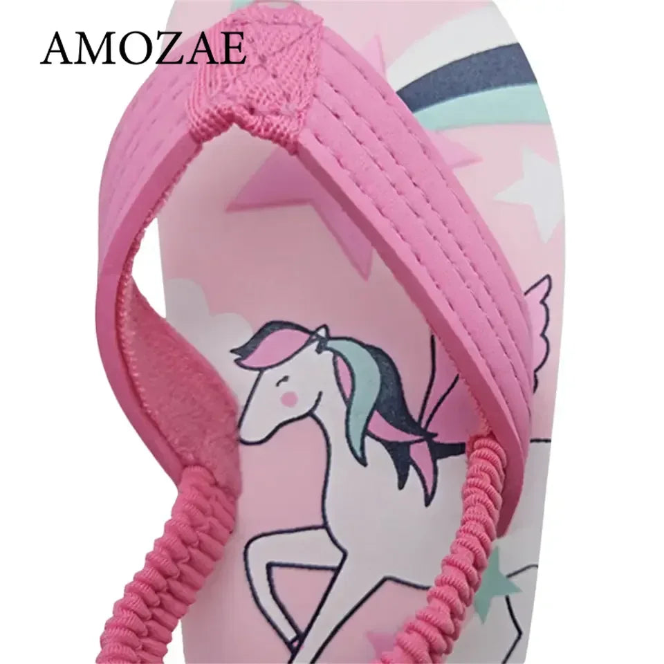 Children Flip Flops Shoes Cartoon Summer EVA Soft Sole Indoor Bathing Anti Fall Girls and Boys Sandals Beach and Pool Slippers