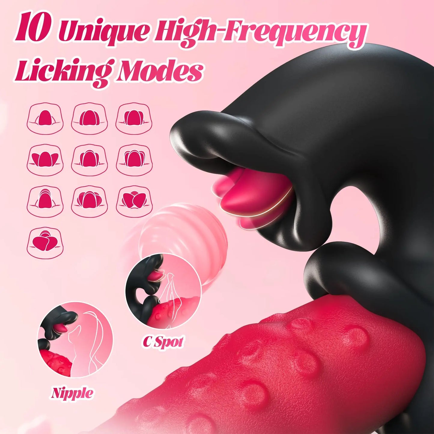 4 IN 1 Licking Thrusting Vibrator G Spot Clitoral Stimulator Vagina Massager Rabbit Vibrator Women Sex Toy for Clit Nipple &Anal