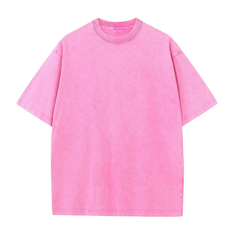 Cotton Short Sleeved T-shirt Summer Round Neck Loose and Base Shirt for Men Women Basic Tee