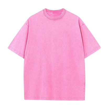 Cotton Short Sleeved T-shirt Summer Round Neck Loose and Base Shirt for Men Women Basic Tee