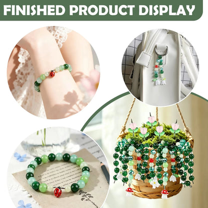 DIY Craft Succulent Plant Glass Bead Set for Handmade Jewelry Ornament Making Supplies with Leaves and Flower for Art Decoration