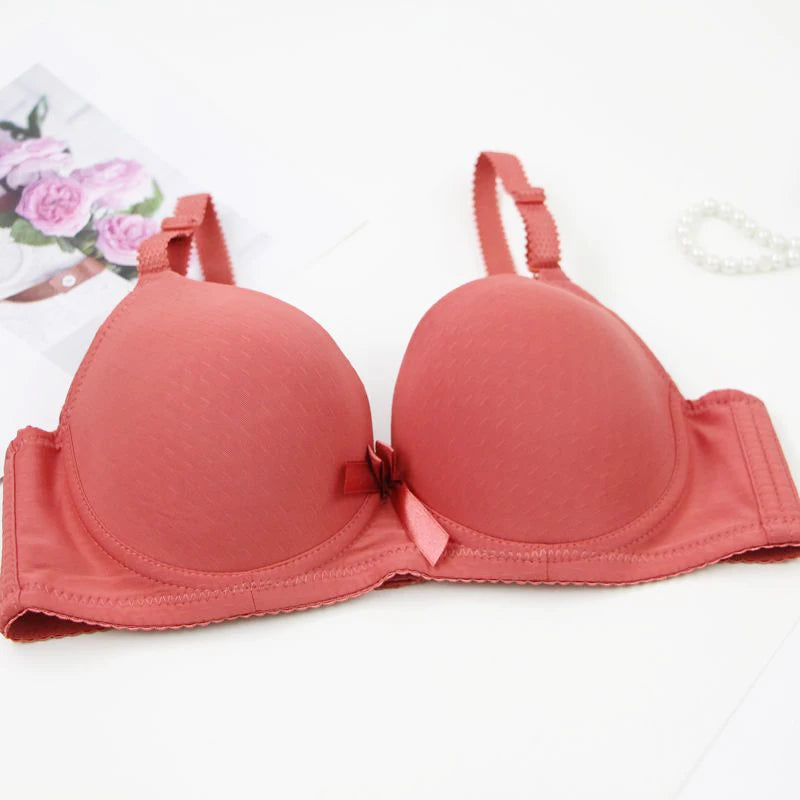 2025 New Sexy Bow Sweat Absorption Bras Solid Smooth 34/75 36/80 38/85 40/90 42/95 44/100 ABC Cup Underwear Pus Up Lingerie