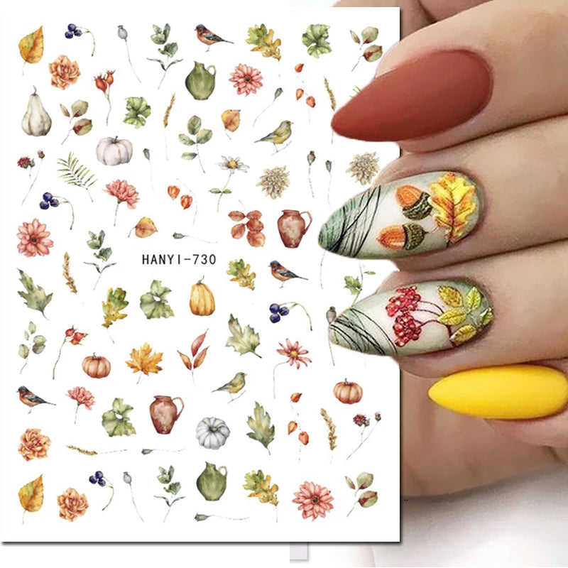 3d Nail Art Decals Elegant White RoyalBlue Roses Flowers Adhesive Sliders Nail Stickers Decoration For Nail Manicure