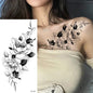 Waterproof Temporary Tattoo Sticker Flowers Roses Lilies Peonies Geometric Patterns Body Art Arm Fake Tattoos Sleeve Women Men