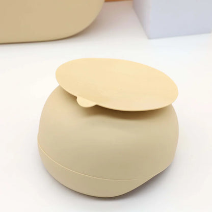 7pcs baby silicone tableware set, bib, dining plate, bowl with suction cup, 2-in-1 water cup, snack cup, wooden spoon and fork
