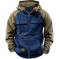 Autumn Winter Hoodies Men Zipper Patchwork Warm Fleece Sweatshirts Multi Pockets Male Fashion Hooded Jacket Thick Outdoor Hoodie