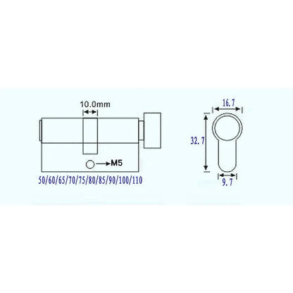 Door Cylinder 55 60 65 70 75 80 85 90mm Security Copper Lock Cylinder Interior Bedroom Living Handle Brass Key Locking 5 Keys
