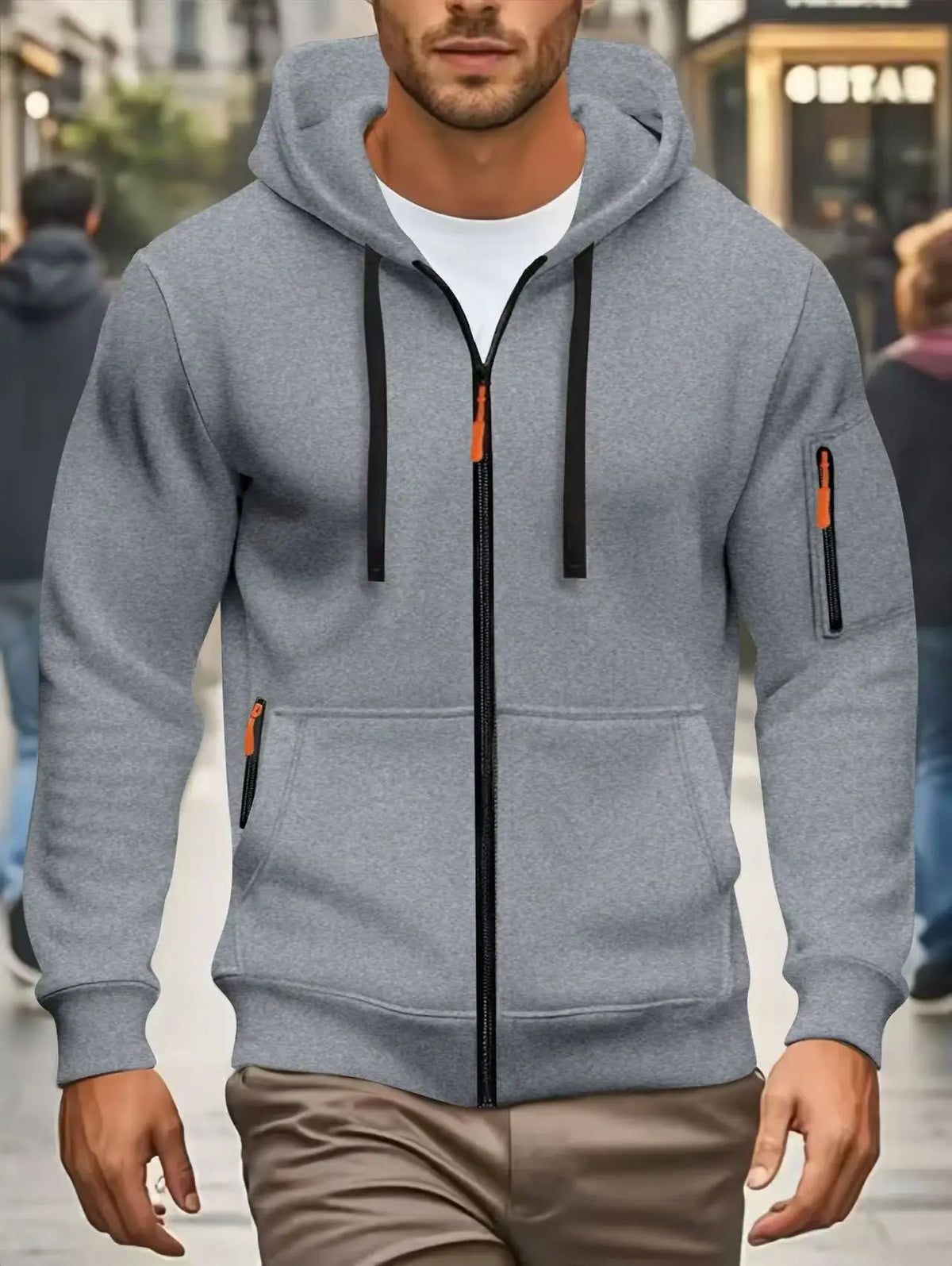 Men Autumn and Winter New Hoodies Long Sleeve Sweatshirt Pocket Zipper Design Hooded Sweatshirt Men Sportswear Casual Jacket