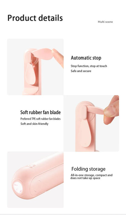 Handheld Bear Electric Fan Portable Small Fan For Students Multi-functional Household Foldable USB Charging Stand-up Desktop Fan