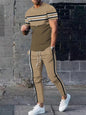 2025 Autumn Fashion Round-neck Short-sleeved Shirts And Casual Long Pants, Urban Street Loose And Casual Fashion Men's 2pcs Set