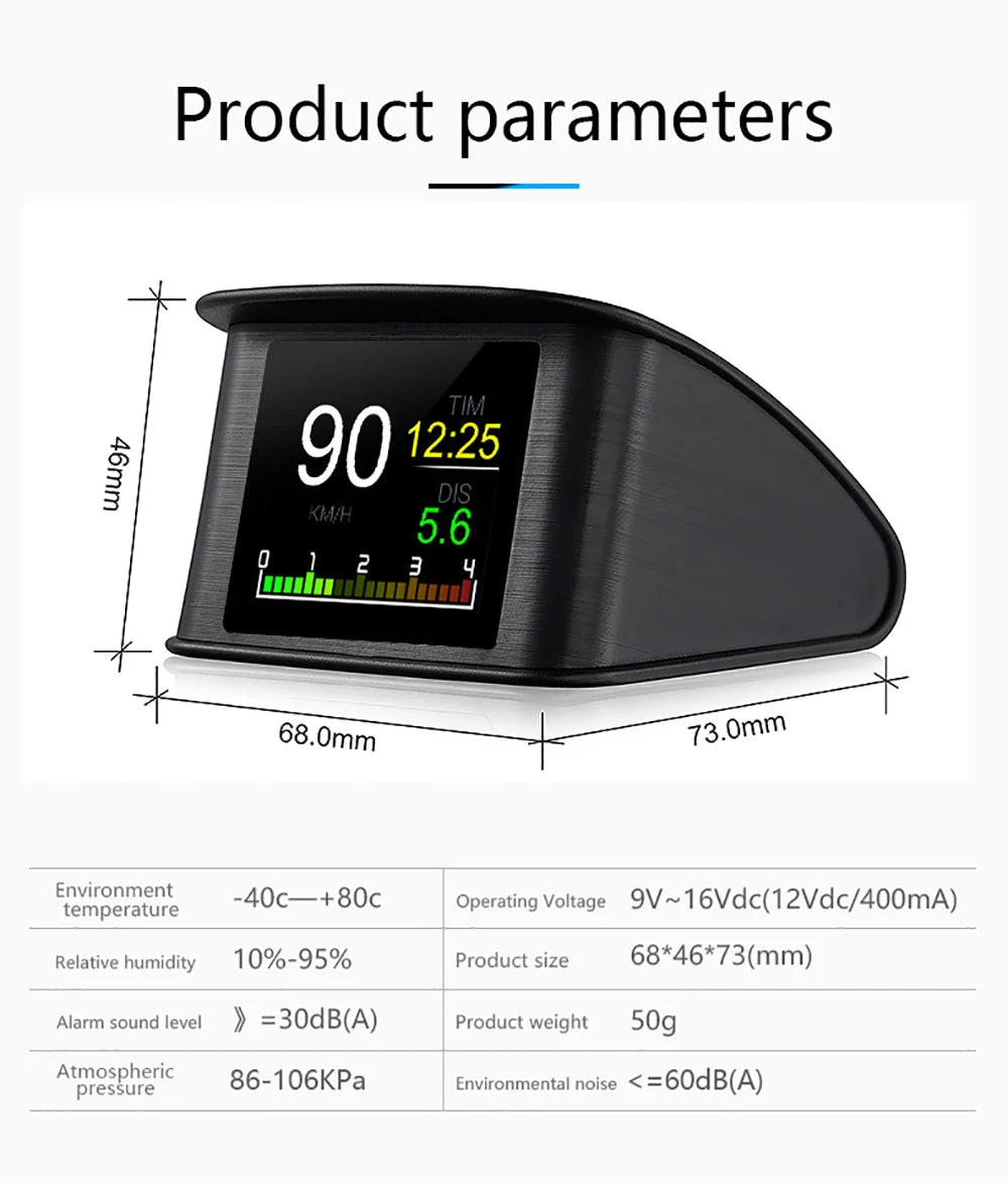 HD P10-PRO OBD2 HUD Car Head Up Display Digital Speedometer Auto On-board Computer With Speed RPM Temperature Voltage Alarm