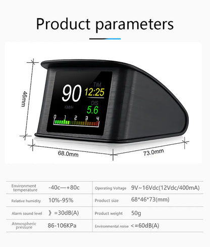 HD P10-PRO OBD2 HUD Car Head Up Display Digital Speedometer Auto On-board Computer With Speed RPM Temperature Voltage Alarm