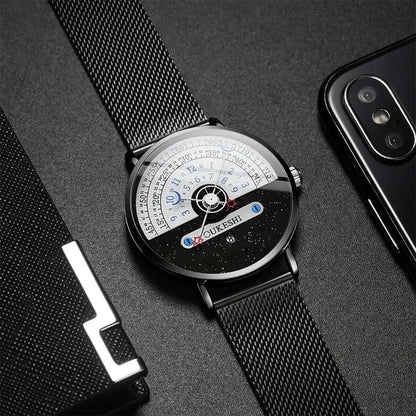 Fashion Mesh Band Men Business Watches Calendar Quartz Wristwatches For Mens Clock Reloj Hombre