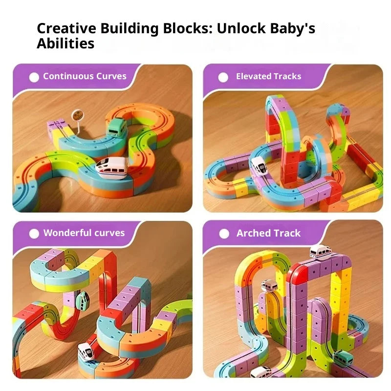 Electric Magnetic Track Set STEM Building Toy with Anti-Gravity Vehicles 100+ Pieces DIY Railway Model Creative Gift for Kids