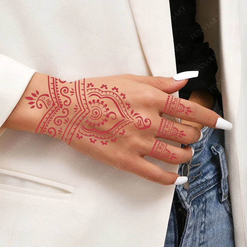 Flower Tattoo Stencil Reusable Henna Template for Hand and Body Henna Tattoo Design for Wedding Festival Party Tattoo Tools