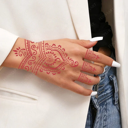 Flower Tattoo Stencil Reusable Henna Template for Hand and Body Henna Tattoo Design for Wedding Festival Party Tattoo Tools