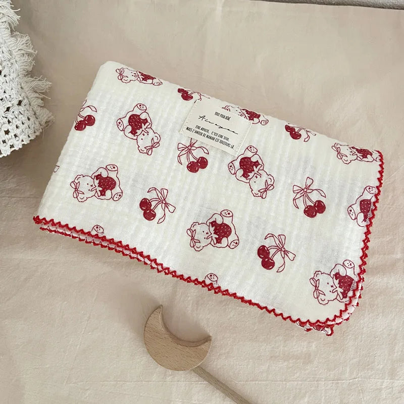 Baby Blanket Floral Soft Cotton Muslin Newborn Swaddle Wrap Receiving Blanket Quick Dry Bath Towel Baby Stroller Cover