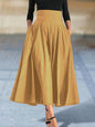 New In Dresses Solid Color A-line Skirts for Woman Clothing High Elastic Waist Long Skirt Women With Bow Elegant Women's Skirts