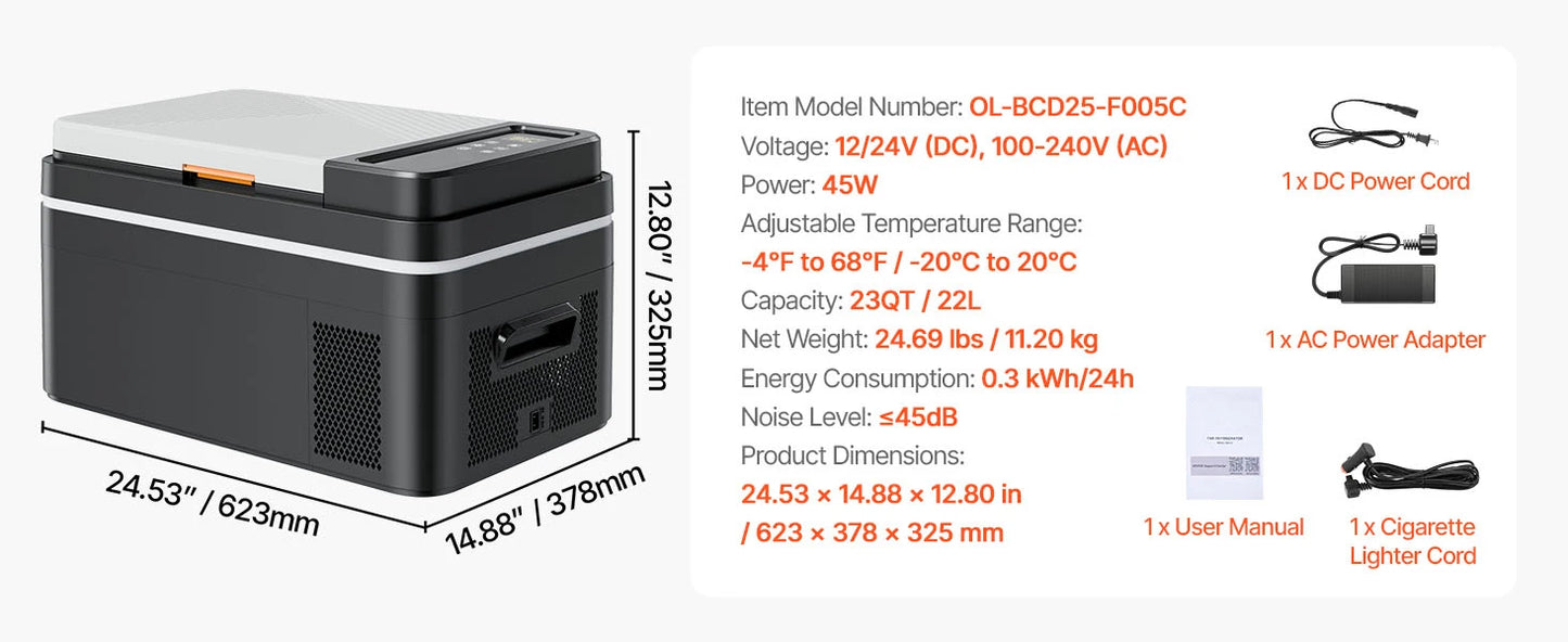 SucceBuy 15L - 55L Car Refrigerator Mini Fridge Freezer Portable Compressor Cooler DC 110-240V Ice Box for Camping RV Travel