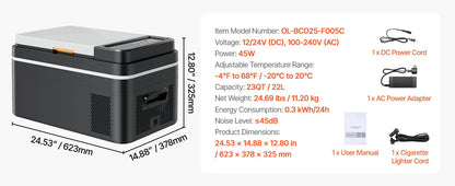 SucceBuy 15L - 55L Car Refrigerator Mini Fridge Freezer Portable Compressor Cooler DC 110-240V Ice Box for Camping RV Travel