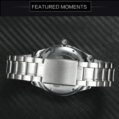 WINNER Business Automatic Watch for Men Calendar Window Fashion Black Dial Fashion Leather Strap Luxury Brand Mechanical Watches
