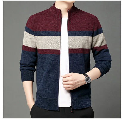 Premium Thick Chenille Fabric Warm New Brand Casual Fashion Stand Collar Men Jacket Streetwear Zipper Autumn Winter Coats